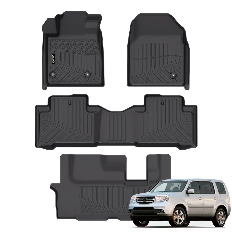 JenofaFloor Mats for Honda Pilot 20092015 Floor Liner Waterproof All Weather Car Mats for Honda Pilot Durable Custom Fit Accessories Black